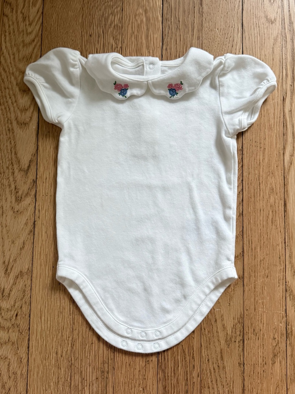 Janie & Jack Onesie with Peter Pan Collar and Floral Embroidery